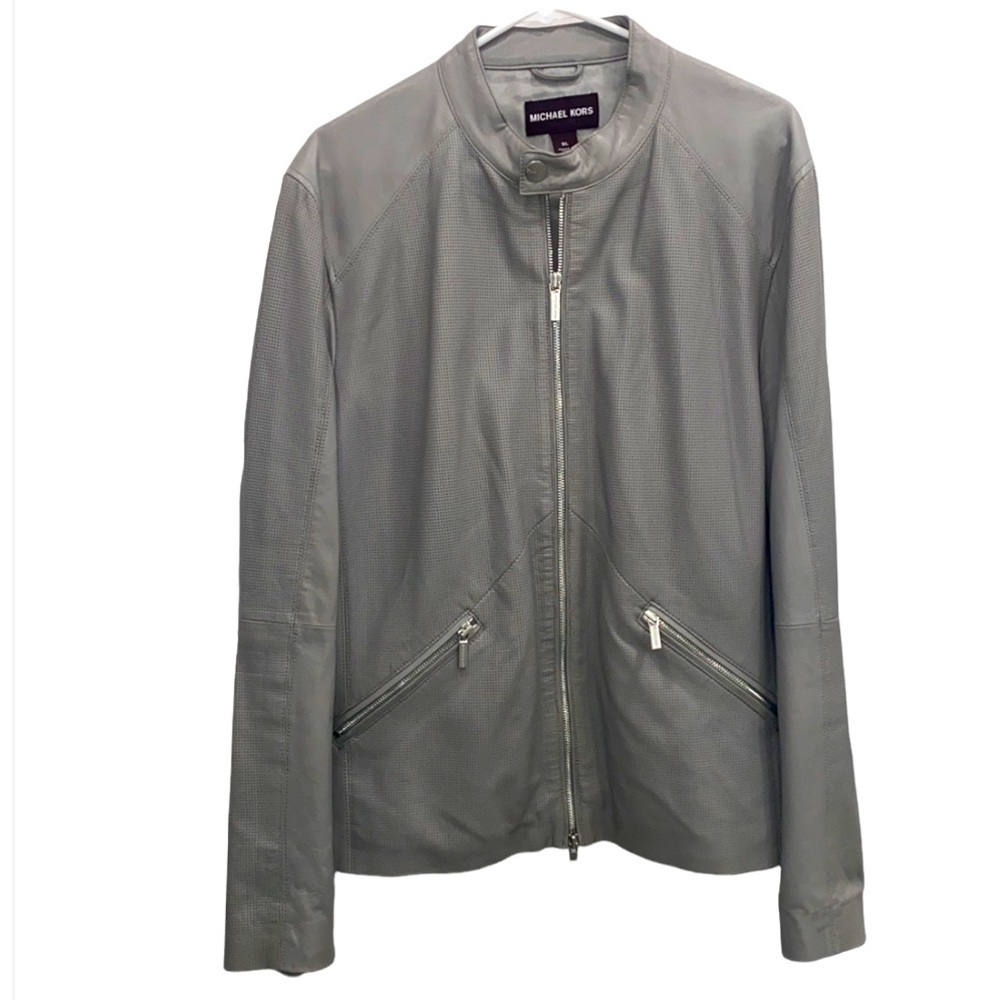 Michael Kors men’s grey genuine Leather jacket limited run size XL